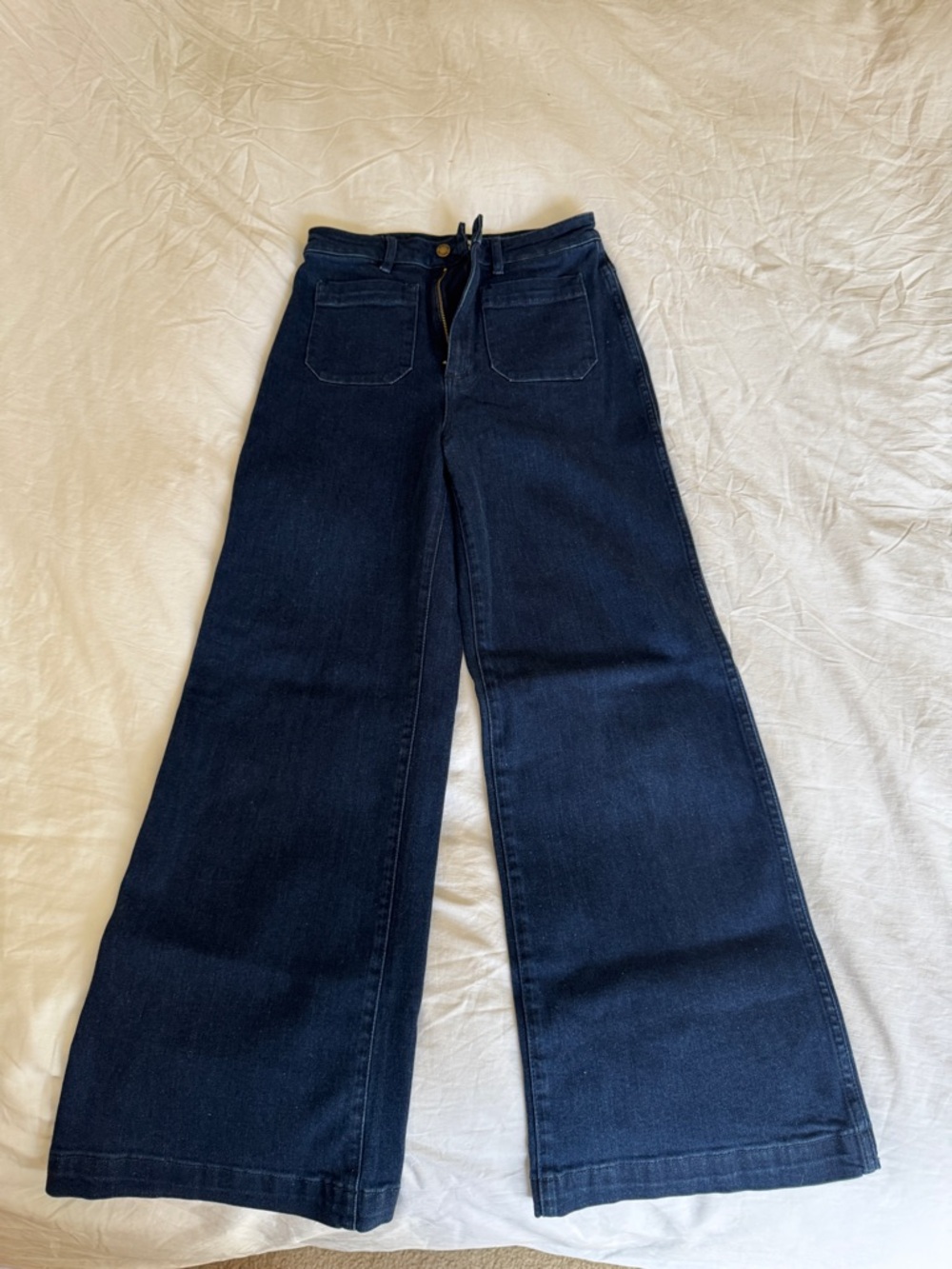 ROLLA'S Wide Leg High-Rise Jeans — Dark Blue Denim